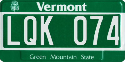 VT license plate LQK074