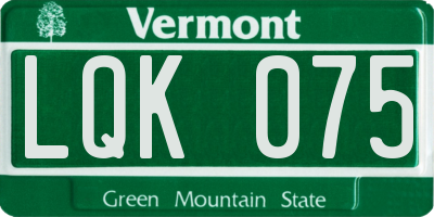 VT license plate LQK075