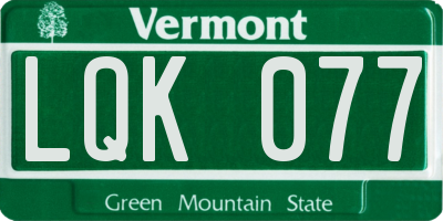 VT license plate LQK077