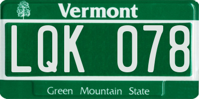 VT license plate LQK078