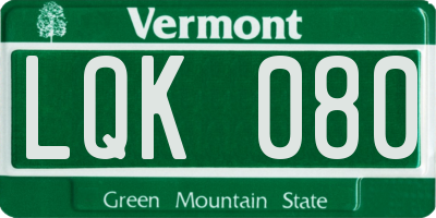 VT license plate LQK080