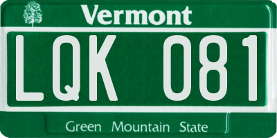 VT license plate LQK081