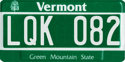 VT license plate LQK082