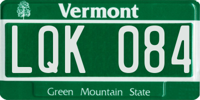 VT license plate LQK084