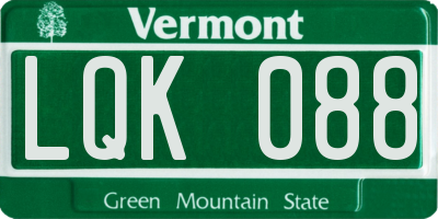VT license plate LQK088