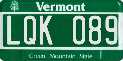 VT license plate LQK089