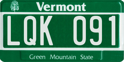 VT license plate LQK091