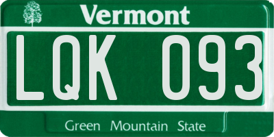 VT license plate LQK093