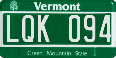 VT license plate LQK094
