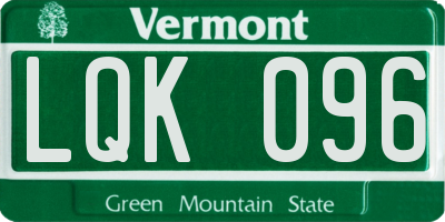 VT license plate LQK096