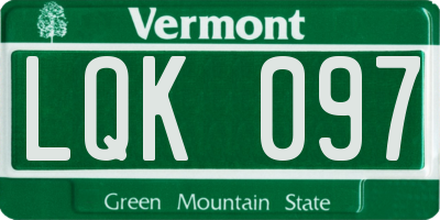 VT license plate LQK097