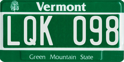VT license plate LQK098