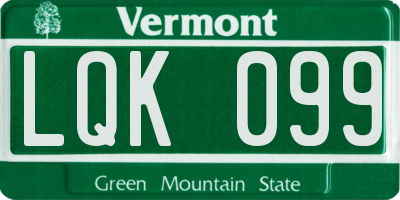 VT license plate LQK099