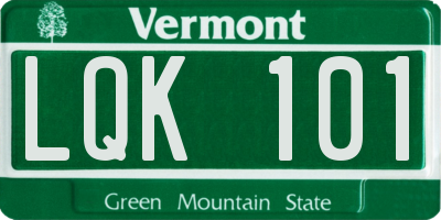 VT license plate LQK101