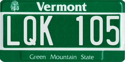 VT license plate LQK105
