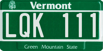 VT license plate LQK111