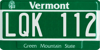 VT license plate LQK112
