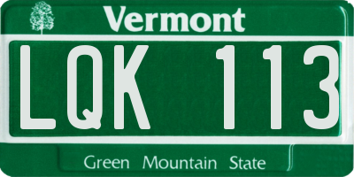 VT license plate LQK113