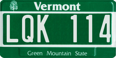 VT license plate LQK114