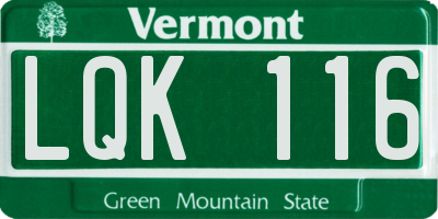 VT license plate LQK116