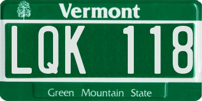 VT license plate LQK118