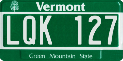 VT license plate LQK127