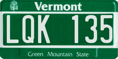 VT license plate LQK135