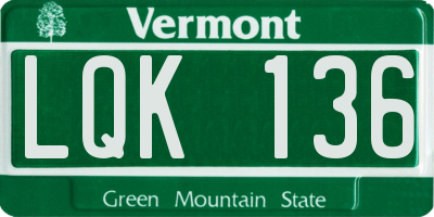 VT license plate LQK136