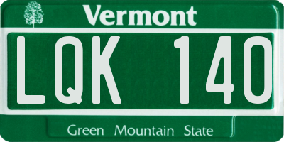 VT license plate LQK140