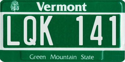 VT license plate LQK141