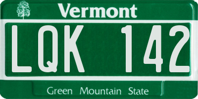 VT license plate LQK142