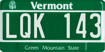 VT license plate LQK143