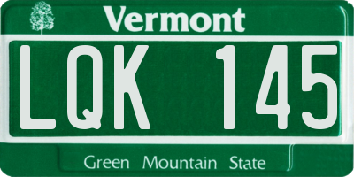 VT license plate LQK145