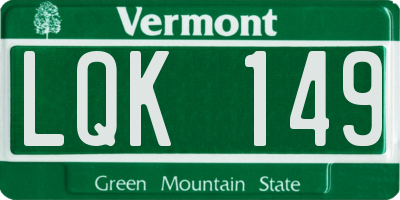 VT license plate LQK149