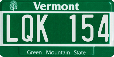 VT license plate LQK154