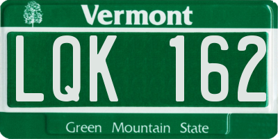 VT license plate LQK162