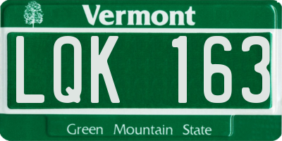VT license plate LQK163
