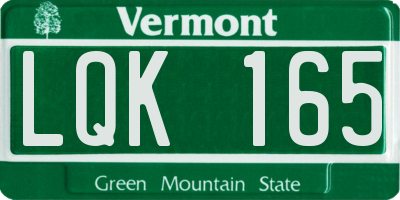 VT license plate LQK165