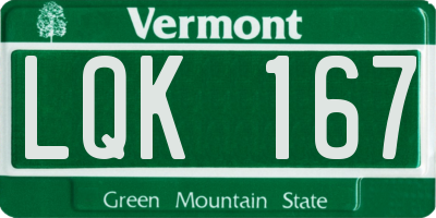 VT license plate LQK167