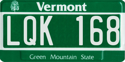 VT license plate LQK168