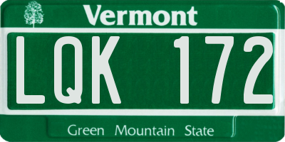 VT license plate LQK172