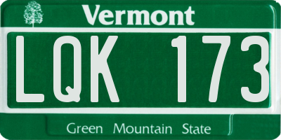 VT license plate LQK173