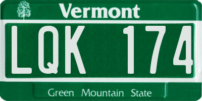 VT license plate LQK174