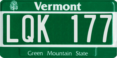 VT license plate LQK177