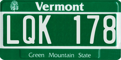 VT license plate LQK178