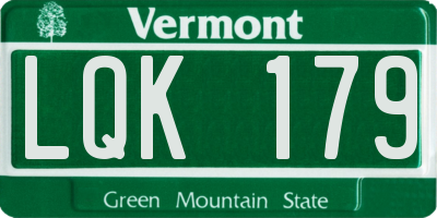 VT license plate LQK179