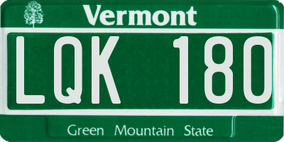 VT license plate LQK180