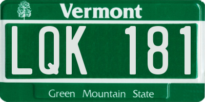 VT license plate LQK181