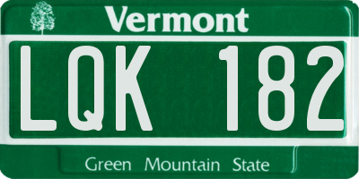 VT license plate LQK182