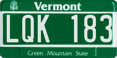 VT license plate LQK183